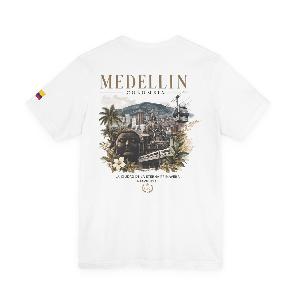 Camiseta Medellín Colombia | La Ciudad de la Eterna Primavera | Diseño Premium Colombia Dorada | Unisex