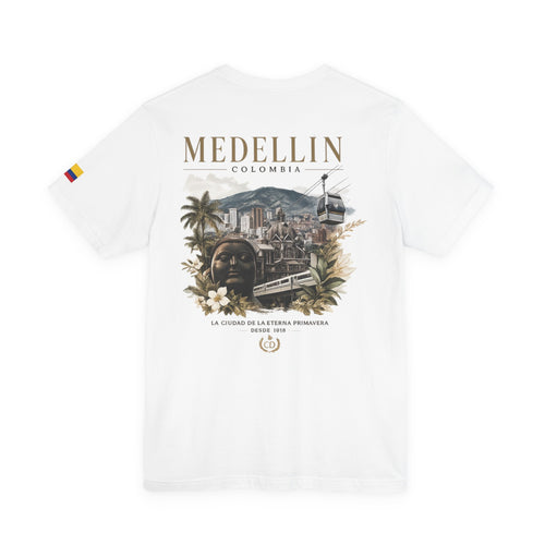Camiseta Medellín Colombia | La Ciudad de la Eterna Primavera | Diseño Premium Colombia Dorada | Unisex