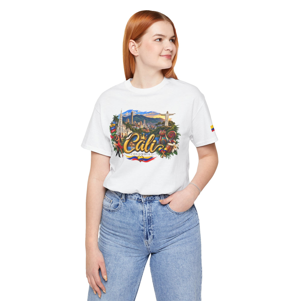 Camiseta Colombia Dorada – Cali Colombia | Diseño Turístico Premium con Bandera Colombiana | Colección Destinos de Colombia