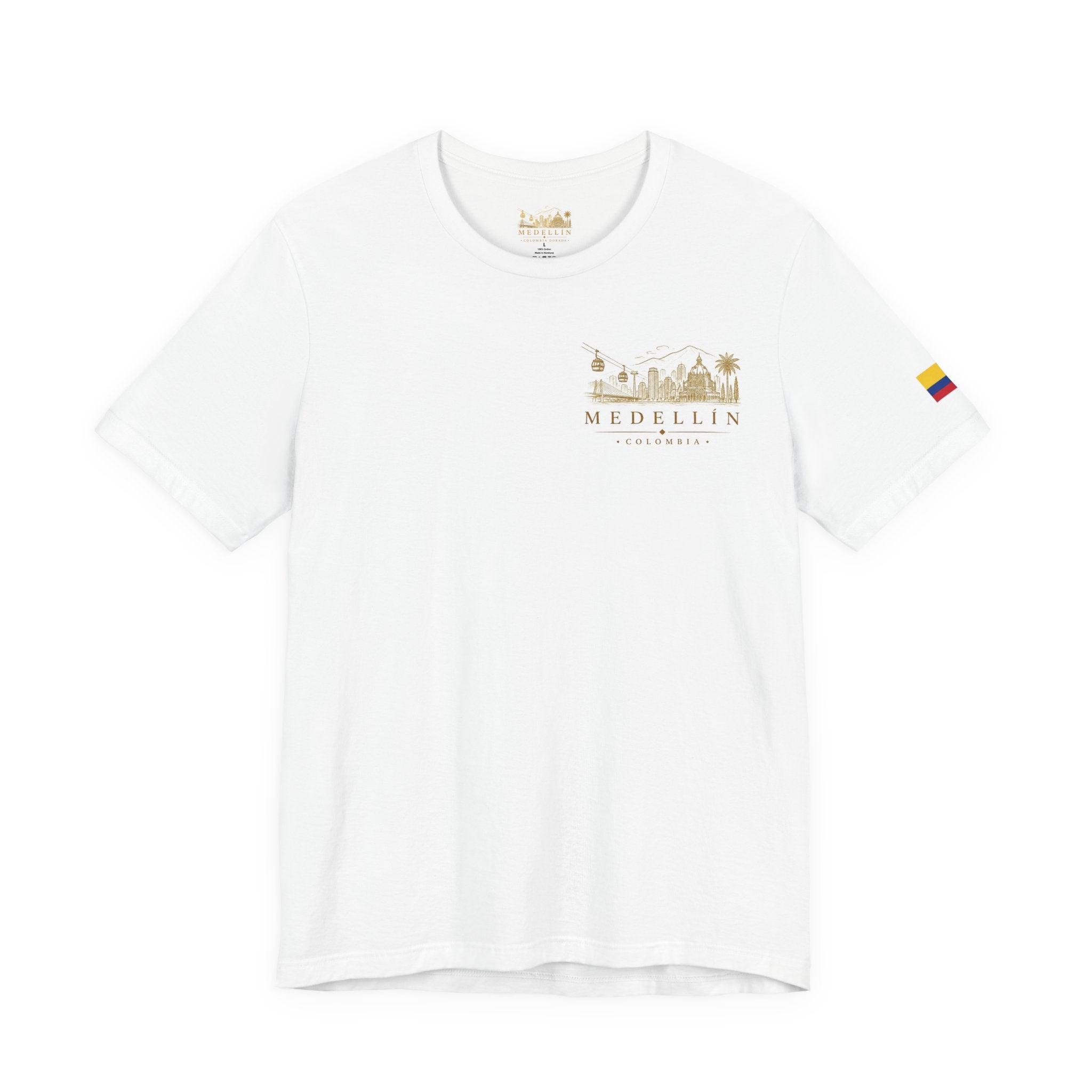 Camiseta Medellín Colombia | La Ciudad de la Eterna Primavera | Diseño Premium Colombia Dorada | Unisex
