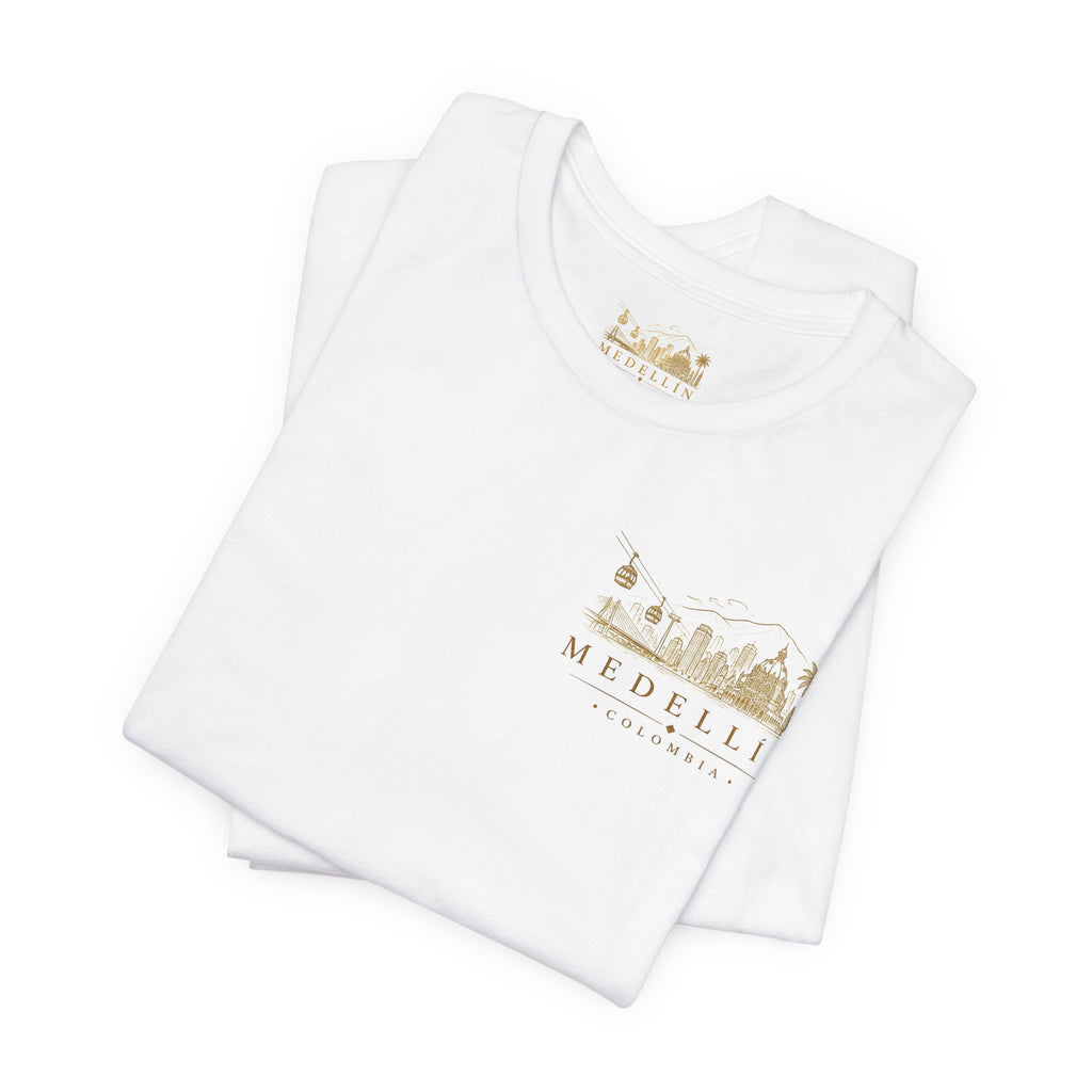 Camiseta Medellín Colombia | La Ciudad de la Eterna Primavera | Diseño Premium Colombia Dorada | Unisex